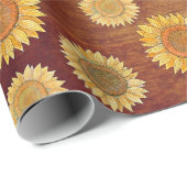 Cute Elegant Boho Farmhouse Wood Rustige Zonnebloe Cadeaupapier (Rol Hoek)