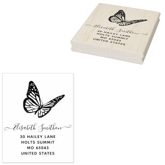 Cute Elegant Butterfly Animal Personal Stationer Rubberstempel (Gestempeld)