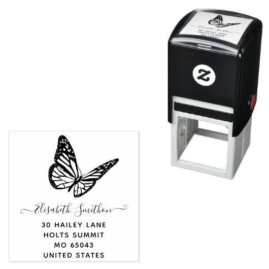 Cute Elegant Butterfly Animal Personal Stationer Zelfinktende Stempel (In situ)