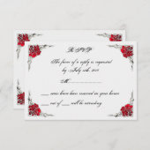 Cute Elegant Classy Roos Silver RSVP-kaarten RSVP Kaartje (Voorkant / Achterkant)