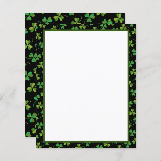 Cute & Elegant Dark Shamrock Pattern Green & Black (Voorkant / Achterkant)