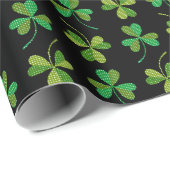 Cute & Elegant Dark Shamrock Pattern Green & Black Cadeaupapier (Rol Hoek)