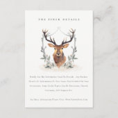 Cute Elegant Deer Floral Crest Wedding Details Informatiekaartje (Voorkant)