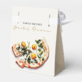 Cute Elegant Egg Basil Pizza Vrijgezellenfeest Par Bedankdoosjes (Achterkant)