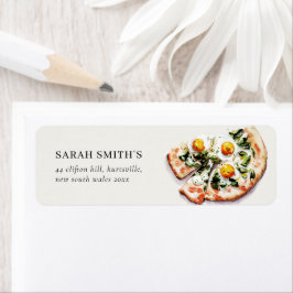 Cute Elegant Egg Basil Pizza Waterverf Address Etiket