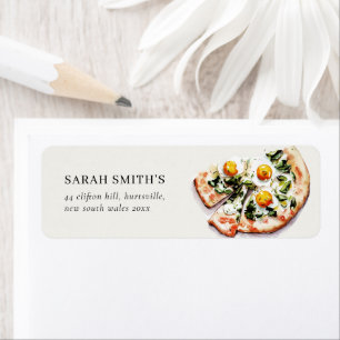 Cute Elegant Egg Basil Pizza Waterverf Address Etiket
