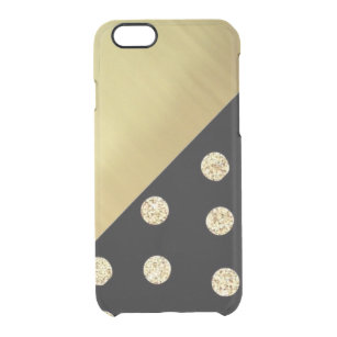 Cute Elegant Faux Gold Stippen-Black Background Doorzichtig iPhone 6/6S Hoesje
