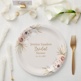 Cute Elegant Flowers Boho Bridal Shower Papieren Bordje