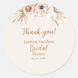 Cute Elegant Flowers Boho Bridal Shower Ronde Sticker