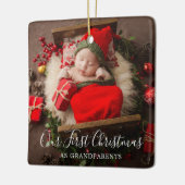 Cute Elegant Foto grootouders Eerste Kerstmis Keramisch Ornament (Links)