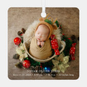 Cute Elegant Foto grootouders Eerste Kerstmis Metalen Ornament (Achterkant)