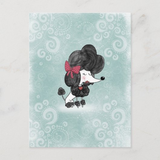Cute elegant Franse poodle girly cartoon Briefkaart (Voorkant)