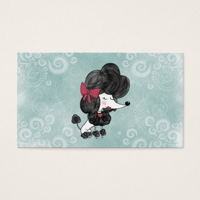 Cute elegant Franse poodle girly cartoon Visitekaartjes (Voorkant)