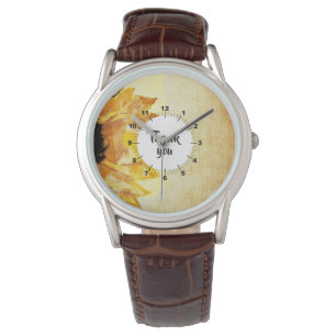 Cute Elegant Girly Modern Sunflower Bedankt Horloge