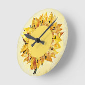 Cute Elegant Girly Modern Sunflower Yellow Ronde Klok (Hoek)