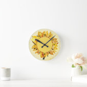 Cute Elegant Girly Modern Sunflower Yellow Ronde Klok (Huis)