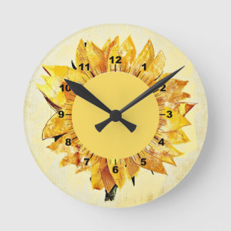 Cute Elegant Girly Modern Sunflower Yellow Ronde Klok