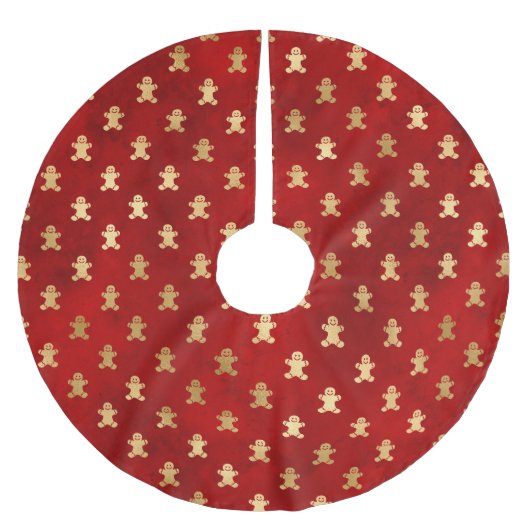Cute elegant Gold Red gingerbrood patroon Kerstboom Rok (Voorkant)