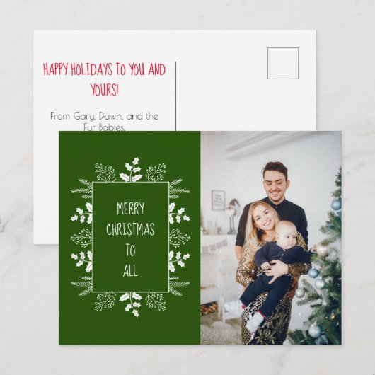 Cute Elegant Holiday Foto Feestdagenkaart (Voorkant / Achterkant)