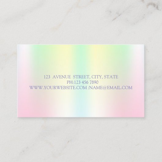 Cute Elegant Macarons, Sweets, Holographic Visitekaartje (Achterkant)