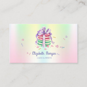 Cute Elegant Macarons, Sweets, Holographic Visitekaartje