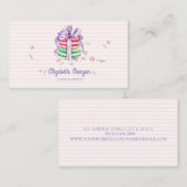 Cute Elegant Macarons, Sweets, Striped Visitekaartje (Voorkant / Achterkant)