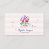 Cute Elegant Macarons, Sweets, Striped Visitekaartje (Voorkant)