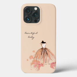 Cute Elegant Modern Girly Pink Flowers and Dress Case-Mate iPhone Case