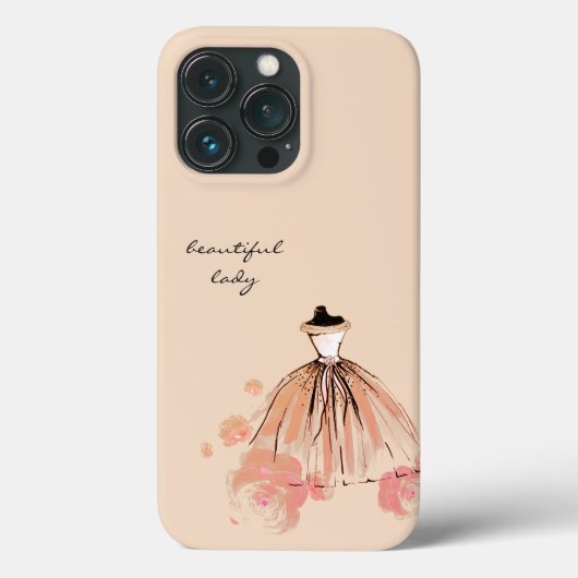 Cute Elegant Modern Girly Pink Flowers and Dress Case-Mate iPhone Case (Achterkant)