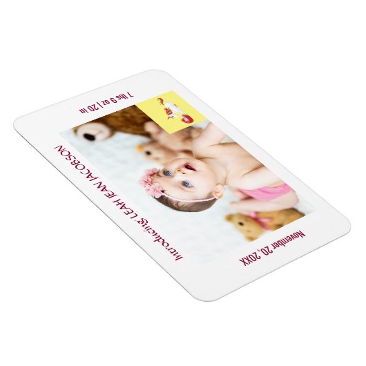 Cute Elegant New Baby Unicorn Birth Notice Magneet (Rechterzijde)