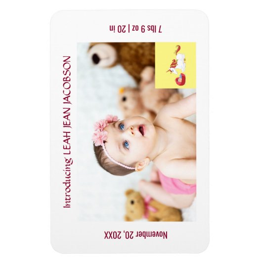 Cute Elegant New Baby Unicorn Birth Notice Magneet (Verticaal)