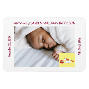 Cute Elegant New Baby Unicorn Birth Notice Magneet