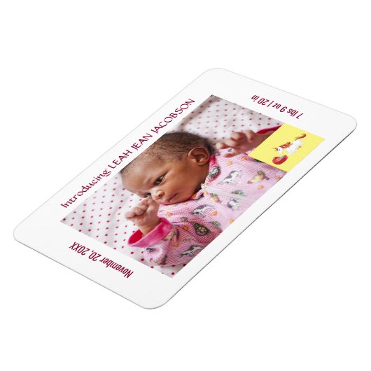 Cute Elegant New Baby Unicorn Birth Notice Magneet (Linkerzijde)