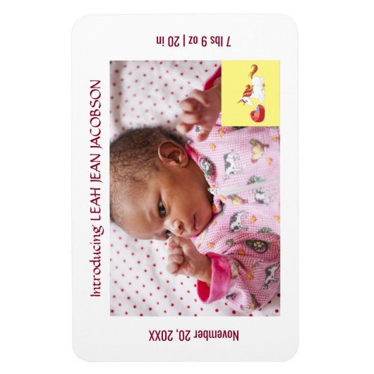 Cute Elegant New Baby Unicorn Birth Notice Magneet (Verticaal)
