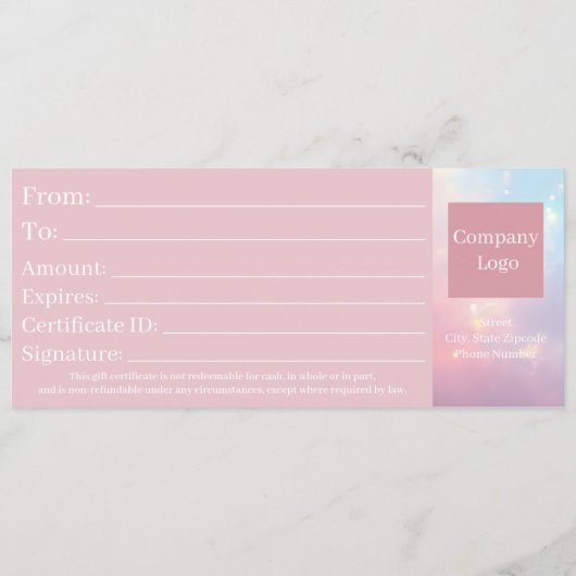 Cute Elegant Opal Pink Pastel Gift Certificate Save The Date (Achterkant)