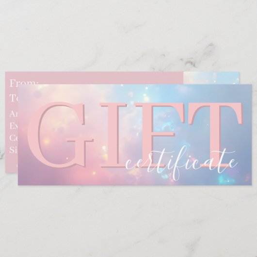 Cute Elegant Opal Pink Pastel Gift Certificate Save The Date (Voorkant / Achterkant)