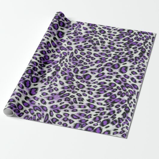 Cute Elegant Paars Leopard Animal Print Cadeaupapier (Uitgerold)
