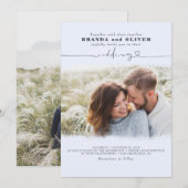 Cute Elegant Photo Overlay Dusty Blue Wedding Kaart (Voorkant / Achterkant)