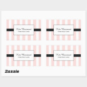 Cute Elegant Pink and White Stripes Rechthoekige Sticker (Vel)