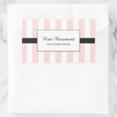 Cute Elegant Pink and White Stripes Rechthoekige Sticker (Tas)