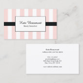 Cute Elegant Pink and White Stripes Visitekaartje (Voorkant / Achterkant)