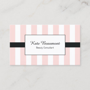Cute Elegant Pink and White Stripes Visitekaartje