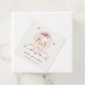 Cute Elegant Pink Floral Bunny & Birds Baby shower Bedankjes Labels (In situ)