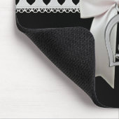 Cute elegant polka stipt witte lint en boeghart muismat (Hoek)