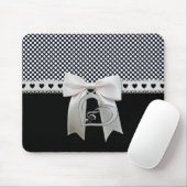 Cute elegant polka stipt witte lint en boeghart muismat (Met muis)