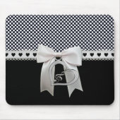 Cute elegant polka stipt witte lint en boeghart muismat (Voorkant)