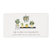 Cute Elegant Potted Leafy Succulent Planten Addres Etiket (Voorkant)