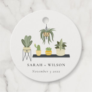 Cute Elegant Potted Leafy Succulent Planten Weddin Bedankjes Labels