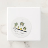 Cute Elegant Potted Leafy Succulent Planten Weddin Bedankjes Labels (In situ)