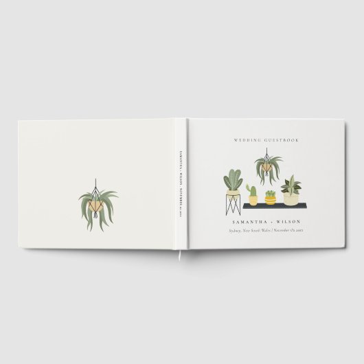 Cute Elegant Potted Leafy Succulent Planten Weddin Gastenboek (Volledig)